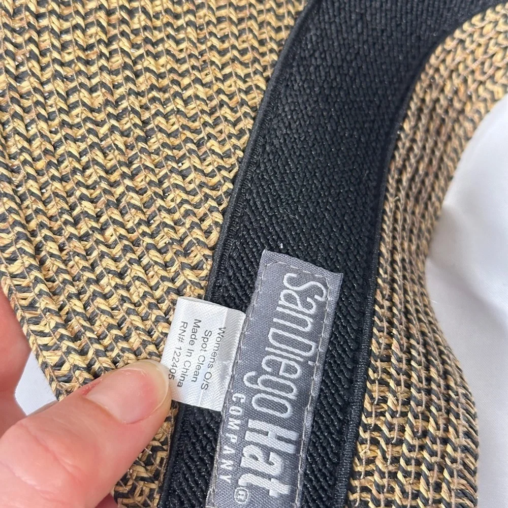San Diego Hat Company Wide Brim Paper Braid Visor One Size Tan Black